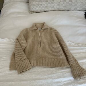 Cozy Varley Tan Knit Sweater